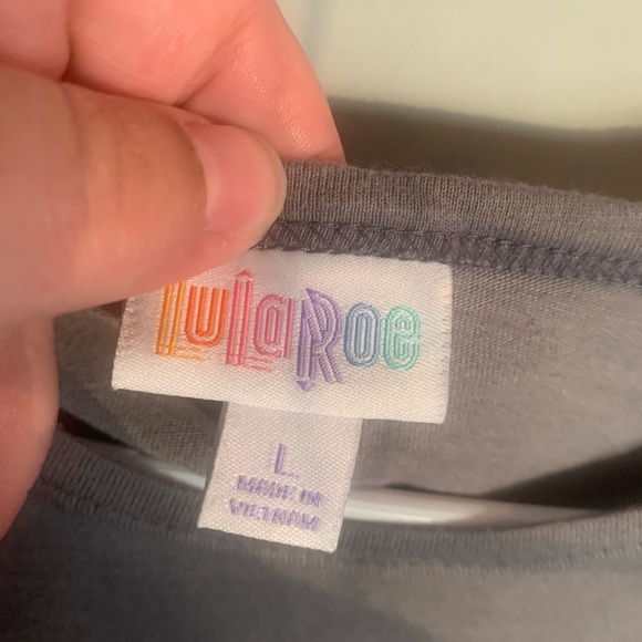 LuLaRoe Gray and Yellow Randy Top - Picture 3 of 4